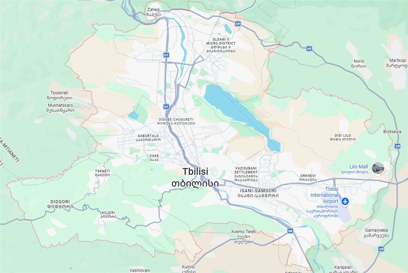 Map showing GYDA’s location in Tbilisi
